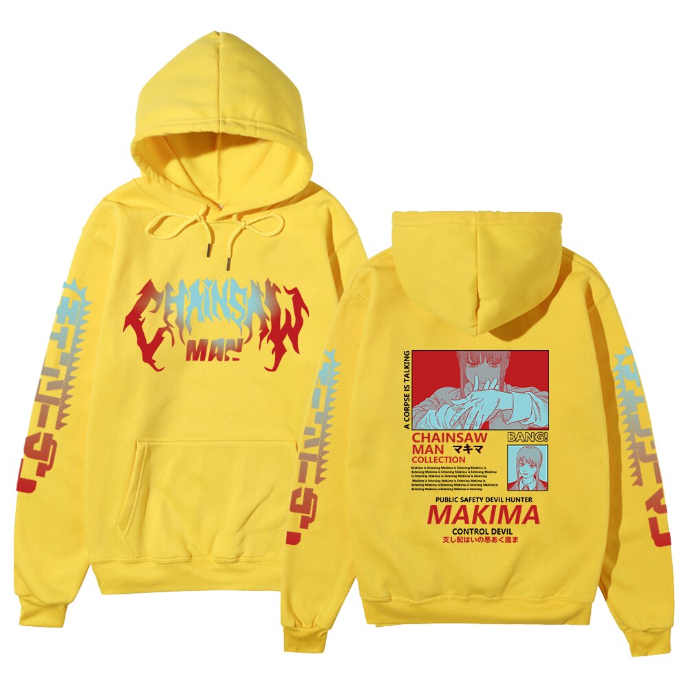 Anime Chainsaw Man Hoody Sweatshirt Makima Pattern Hoodies Men Women Fashion Loose Streetwear Tops Harajuku