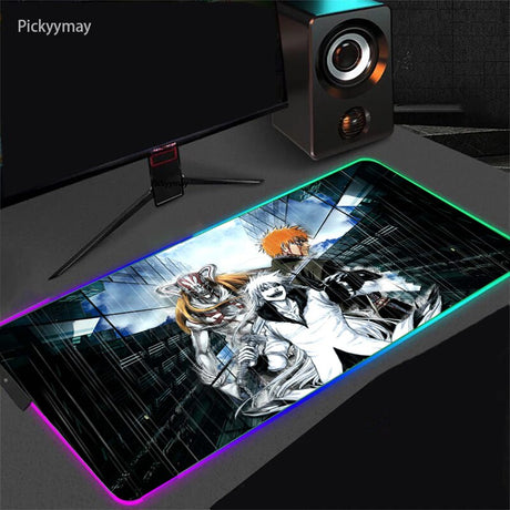 Anime BLEACH Mouse Pad RGB Mousepad With Backlight XXL Laptop Table Pads Desk Carpet Office PC Gaming Accessories LED Mouse Mat