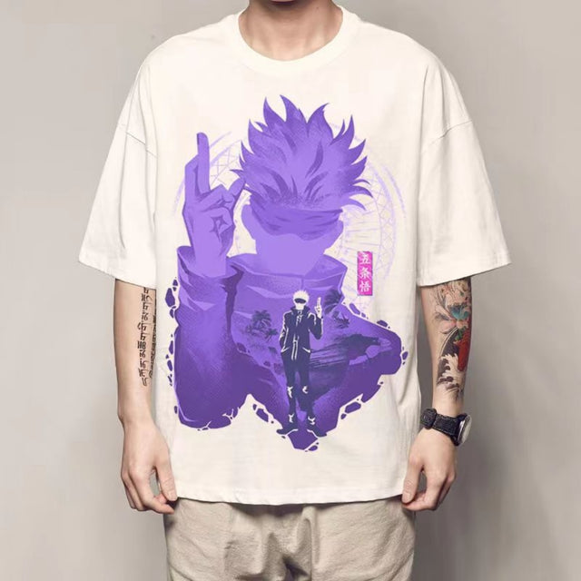 Gojo Satoru Anime T-shirts Jujutsu Kaisen Manga Graphic Oversized Men Cotton Short Sleeve Tee Women Top Summer Couple Clothing, everythinganimee