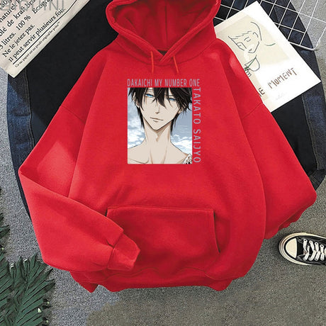 TAKATO SAIJYO Anime Hoodies Women Dakaichi My Number One Print Spring/Autumn Streetwear Oversized Sweatshirts Aesthetic Harajuku, everything animee