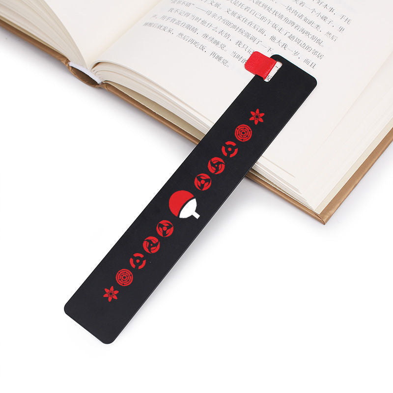 15CM Naruto Metal Bookmark Red Cloud Akatsuki Uchiha Sasuke Uchiha Itachi Ninja Animation Anime Metal Ruler Bookmark, everythinganimee