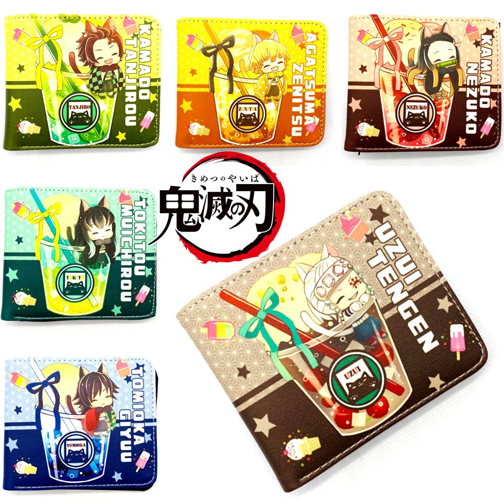 Anime Cartoon Demon Slayer Uzui Tengen Agatsuma Zenitsu Tokitou Muichirou Tomioka Giyuu Kamado Tanjirou Wallet Purse Wallets, everythinganimee