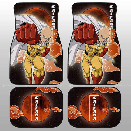 One Punch Man Anime Car Floor Mat Vintage Black Carpet Anti-Slip Rubber Mat Pack of 4 Auto Accessiores for Car SUV Van, everythinganimee