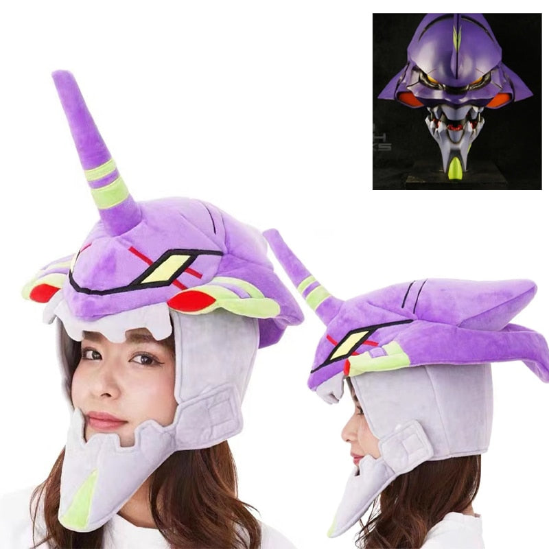 Neon Genesis Evangelion Plush Hat Personalized Winter Thicken Warm Beanies Caps Anime Cosplay Hat Prop Halloween Christmas Caps Gift, everything animee