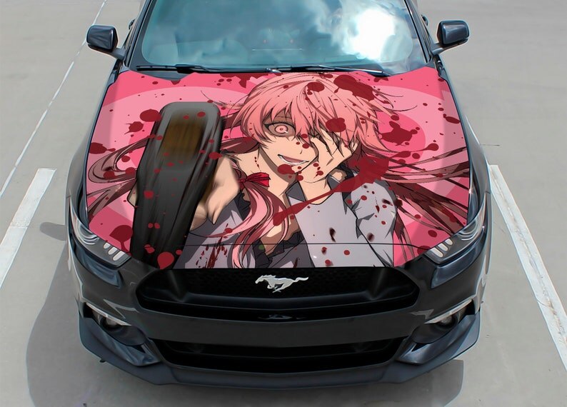 Car hood wrap decal anime girl gun vinyl sticker graphic decal truck decal truck graphic bonnet decal Car CUSTOM Any Car DIY, everythinganimee