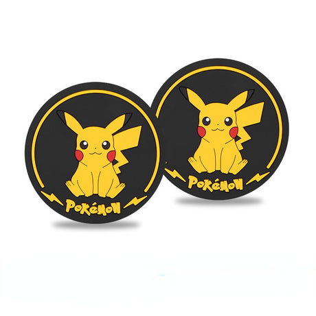 Pokemon Japanese anime cartoon Pikachu cup slot pad non-slip pvc printed doll cute car ornaments children's toy gift, everythinganimee