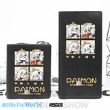 MiHoYo Game Genshin Impact Paimon Card Holder Cartoon Black Unisex PU Wallet Zipper Bag Anime Birthday Xmas Gifts, everythinganimee