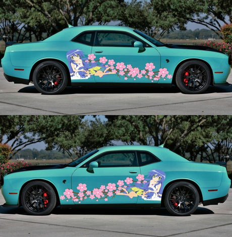 Re Zero Rem Ram Anime Car Vinyl Decal, Anime Car Wrap, Anime Car Wrap Side, One Piece Car Decal, Stickers for Sport Cars, One Part Mirrored, everythinganimee