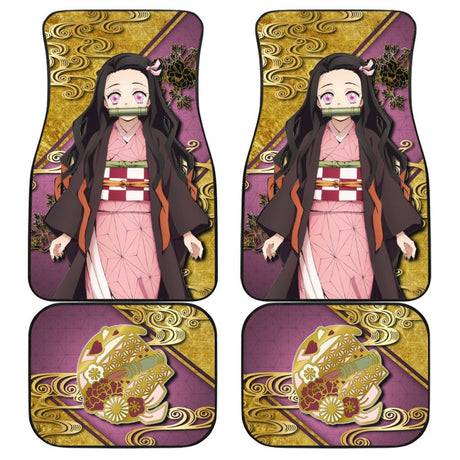 Demon Slayer Kamado Nezuko and other characters Car Floor Mats Custom Demon Slayer Anime Car Accessories 4PCs Pack, everythinganimee