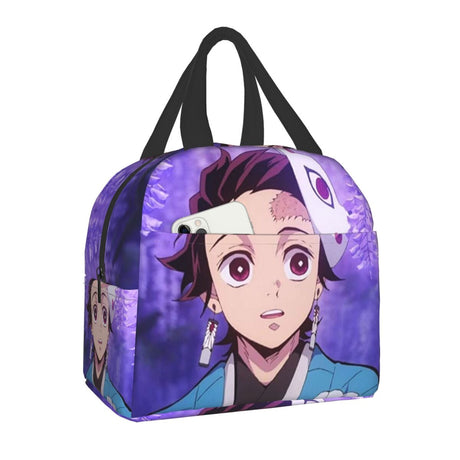 Demon Slayer Muichiro Tokito Insulated Lunch Bag for Women Kimetsu No Yaiba Cooler Thermal Bento Box School Food Storage Bag, everythinganimee