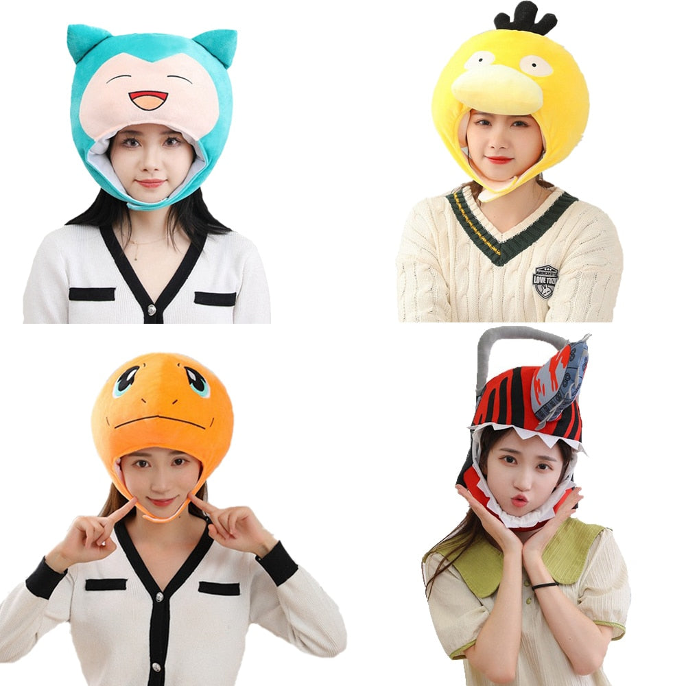 Pokemon Snorlax Charmander Psyduck Headgear Hat Plush Anime Kawaii Photographic Performance Photo Selfie Props Kits Gifts, everythinganimee