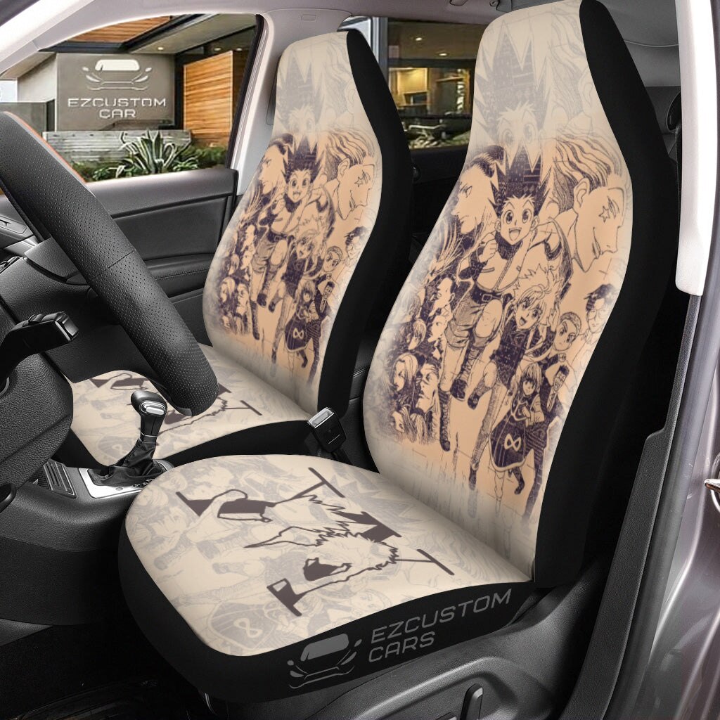 Car Seat Covers Anime Hunter x Hunter themed Car Interior Accessories,2 PCS Universal Front Seat Protective Cover, everythinganimee