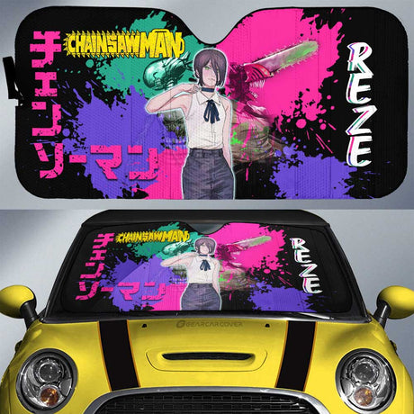 Power and Kobeni Accordion Sunshade Kobeni Higashiyama Car Sunshade Custom Chainsaw Man Anime, everythinganimee