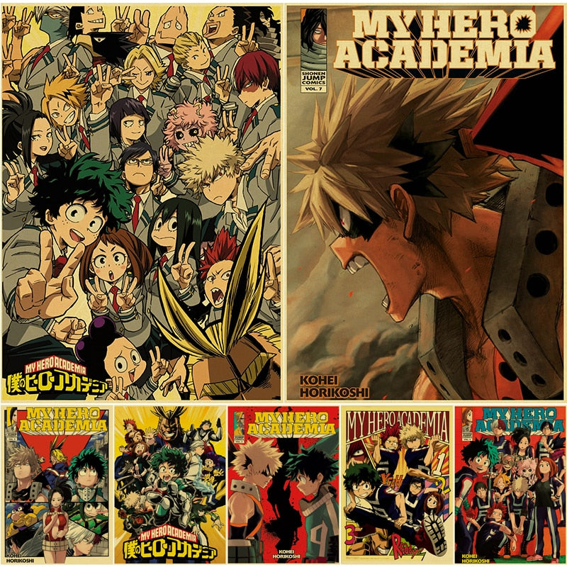 Hero Academia Retro Posters (A3)