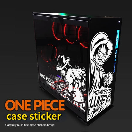 One Piece Anime PC Case Stickers Cartoon Computer Host Skin Decorate Decal ATX Middle Tower Removable Waterproof Hollow Out, everythinganimee