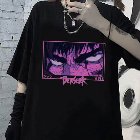 Oversized T Shirt for Men Women Cool Harajuku Anime Eyes Print Tee Shirt Summer Berserk Guts Fashion Clothes Short Sleeve Tops